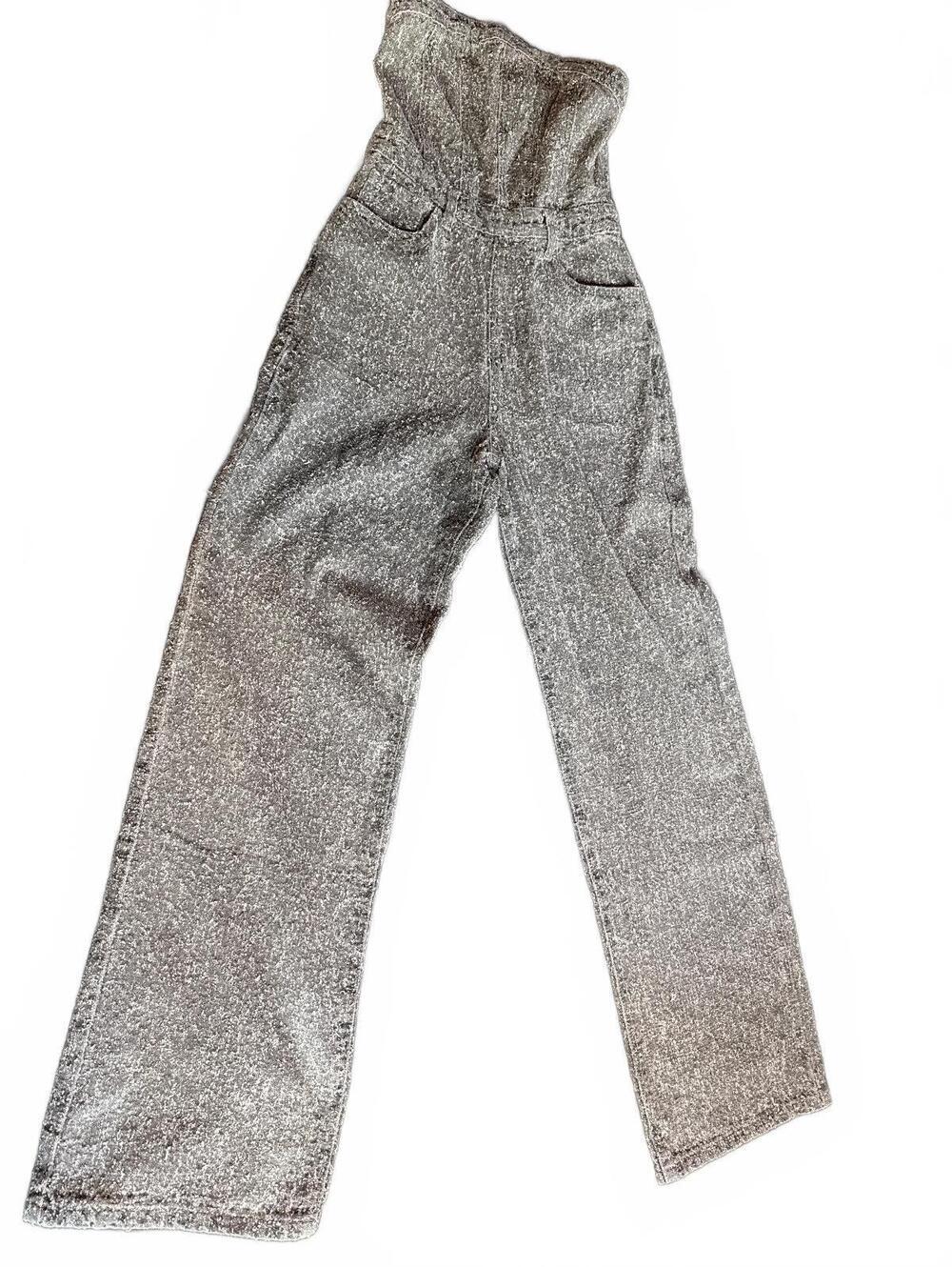PrettyLittleThing size US 2 Grey Bobble Straight Leg Corset Jumpsuit UK 6